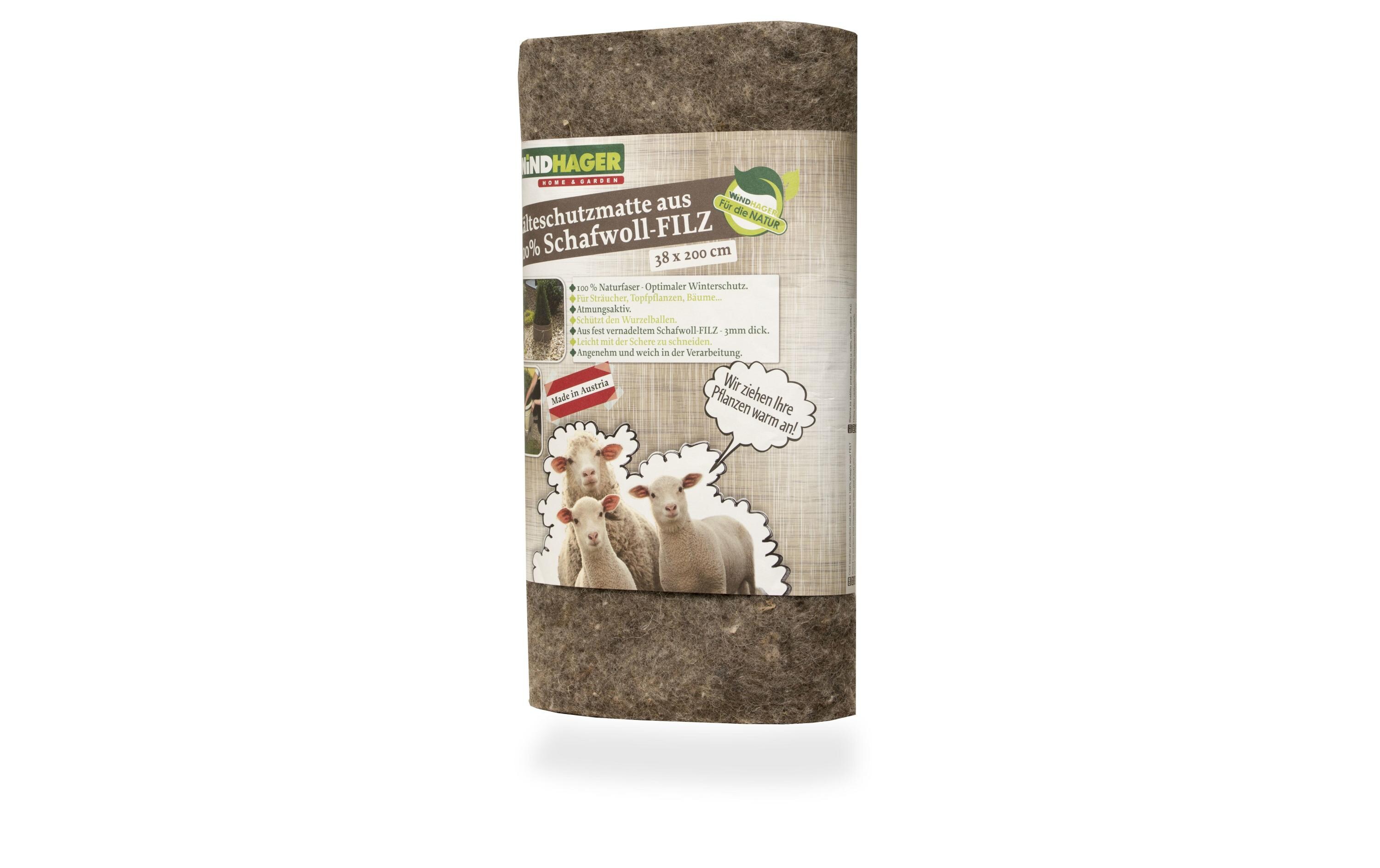 Schafwoll-Matte 200 x 38 cmKälteschutz für Topf- und Gartenpflanzen, grau