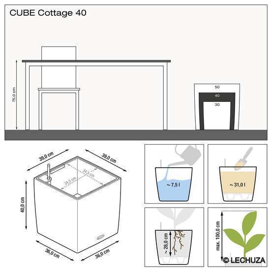 Cube Cottage en polypropylène, granit L. 40 x l. 40 x H. 39 cm