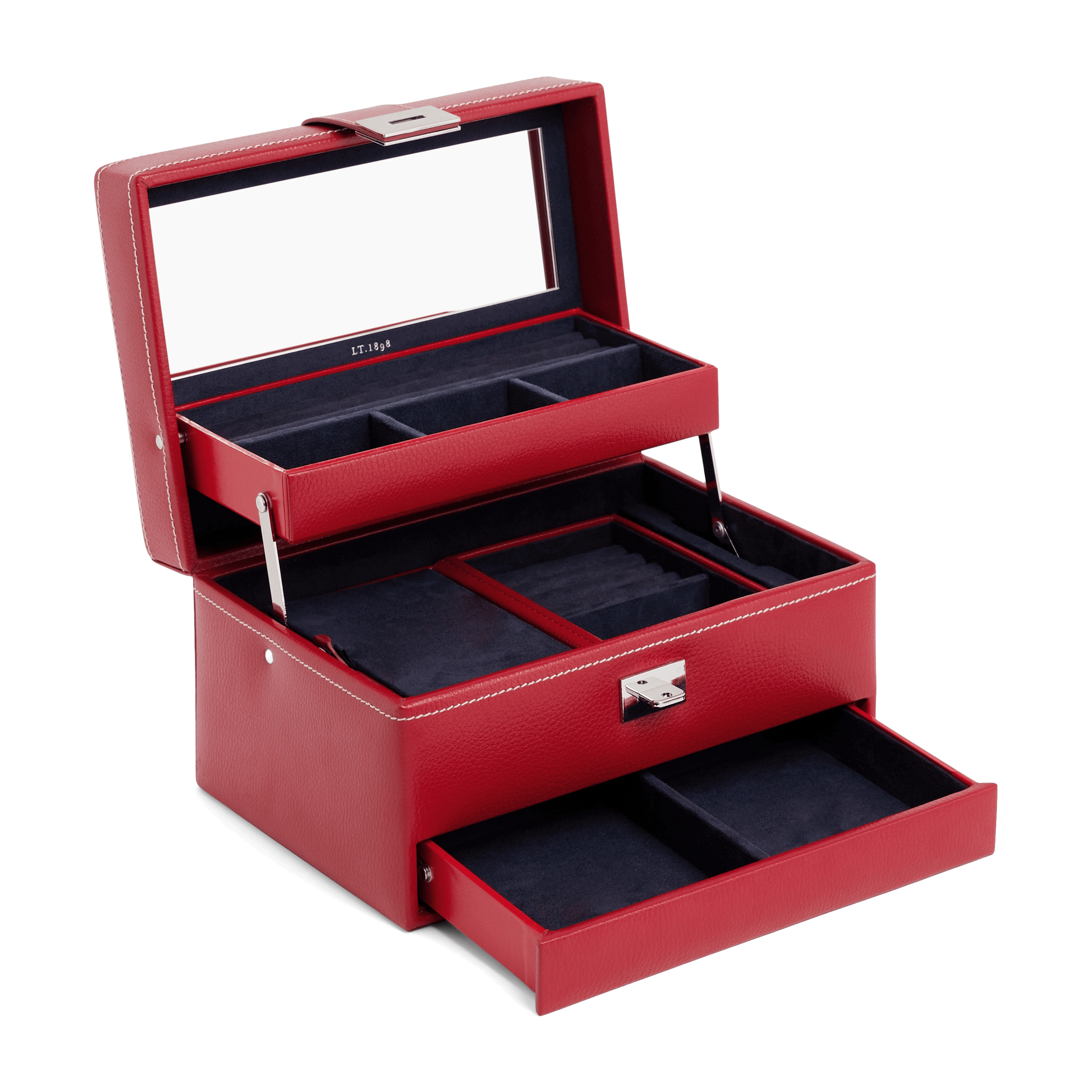 Boîte à bijoux moyen format en cuir | Rouge