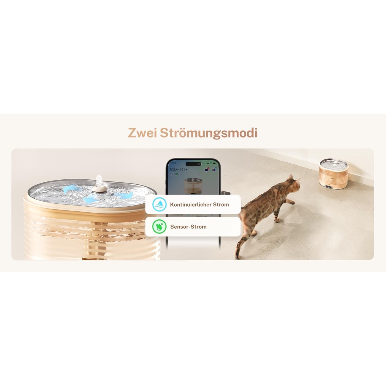 Enabot Katzen Trinkbrunnen Kabellos 2L Volumen Ultraleise mit Bewegungsmelder