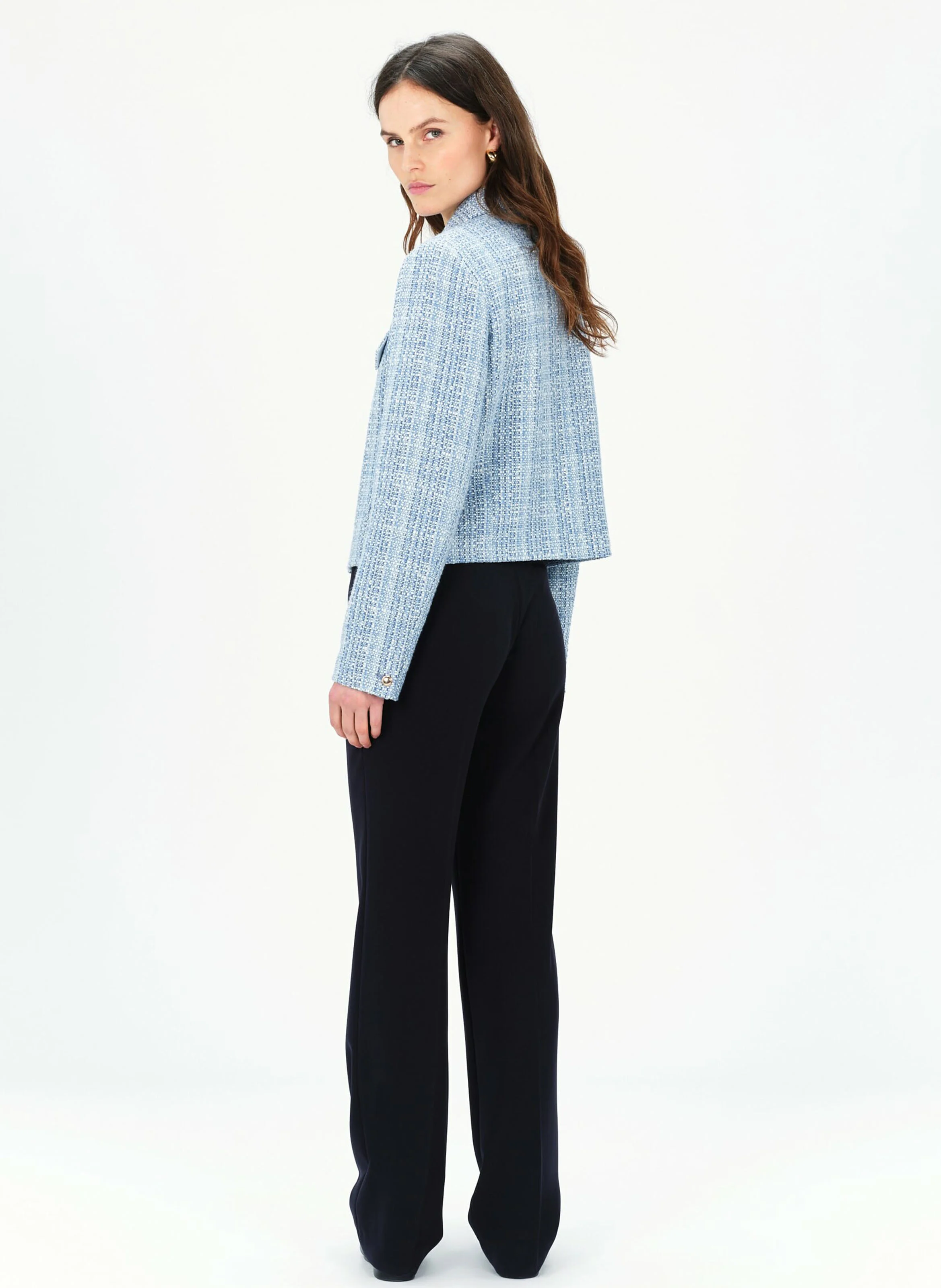 VOLAJE - Veste col tailleur en coton mélangé | Bleu