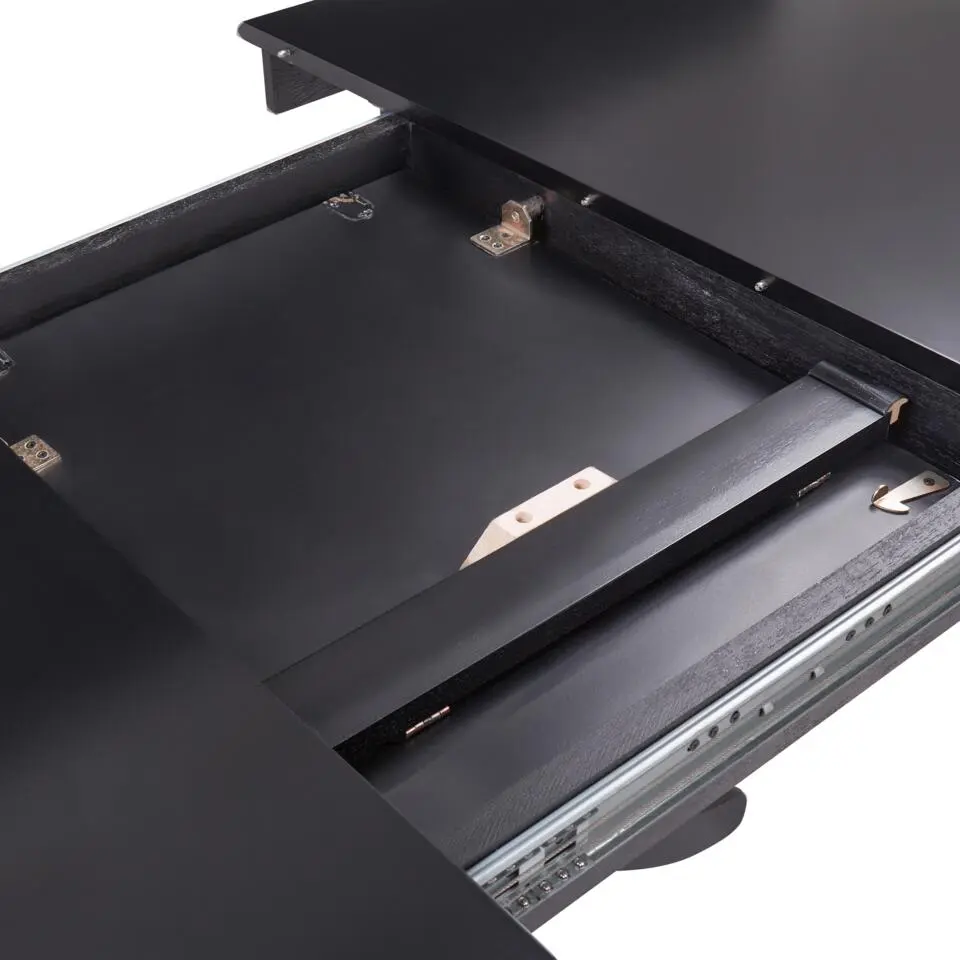 AKRON - Uitschuifbare eettafel - Zwart - 106/150 x 106 cm - MDF