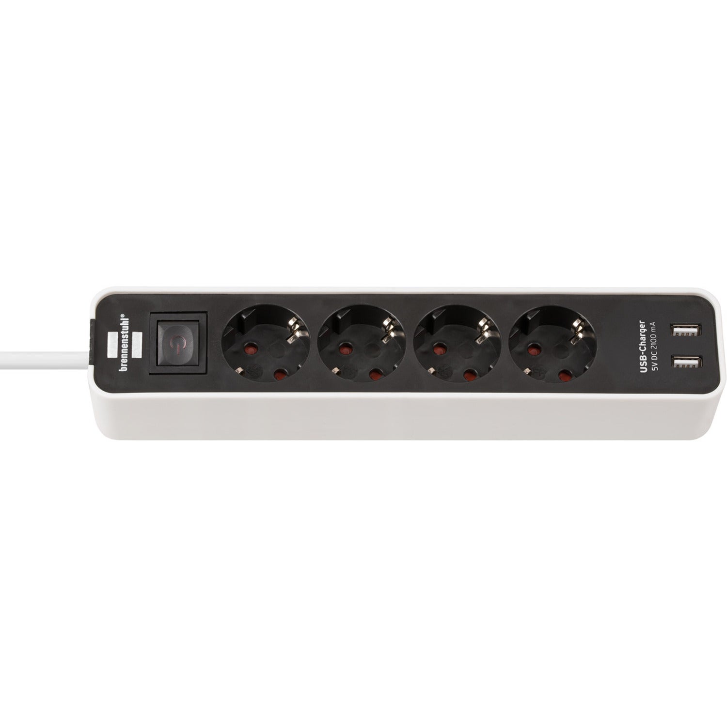 Brennenstuhl Ecolor 4-voudige stekkerdoos met USB wit-zwart