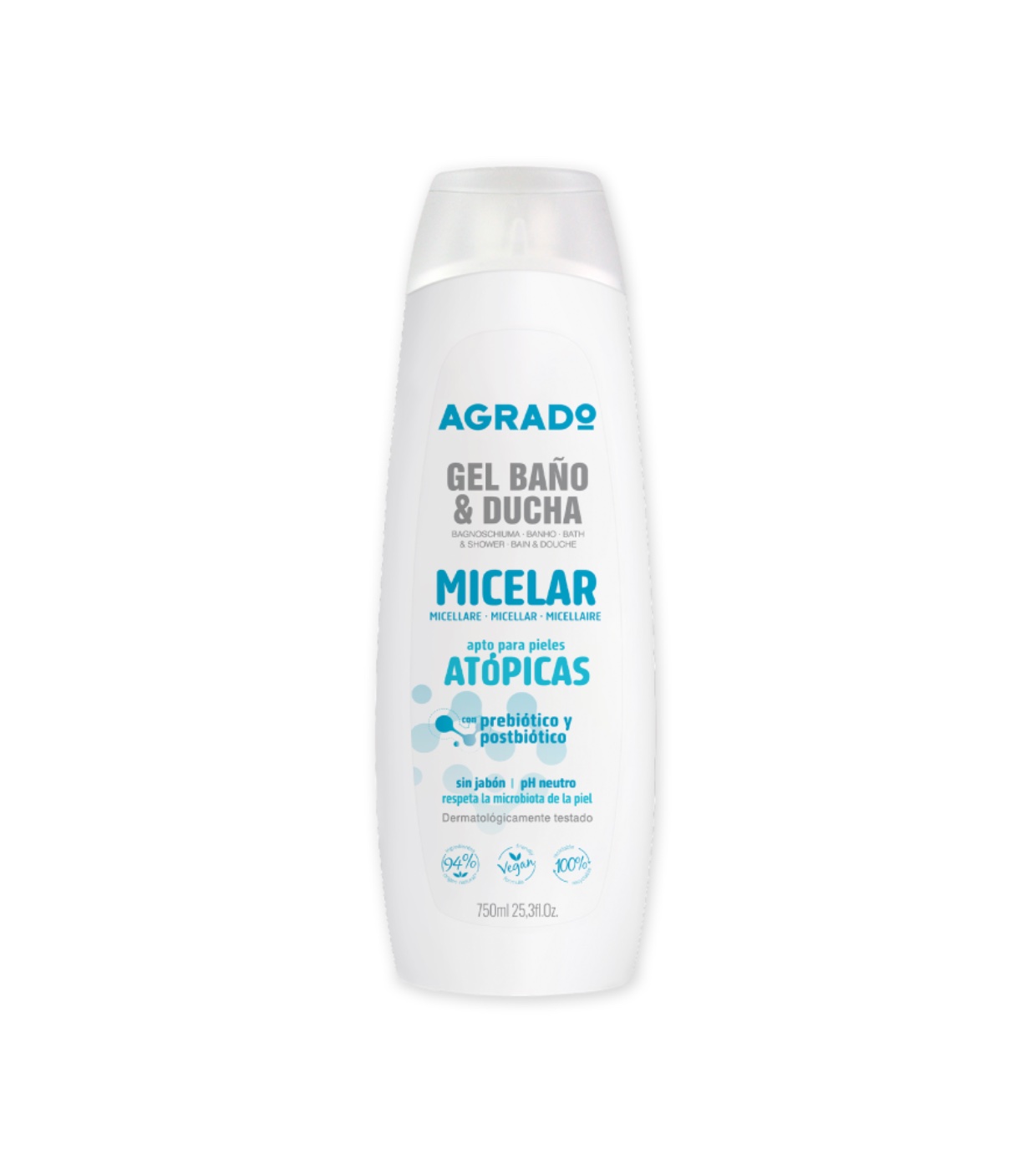 Agrado - Gel micelar de banho e duche Pele Atópica - 750ml