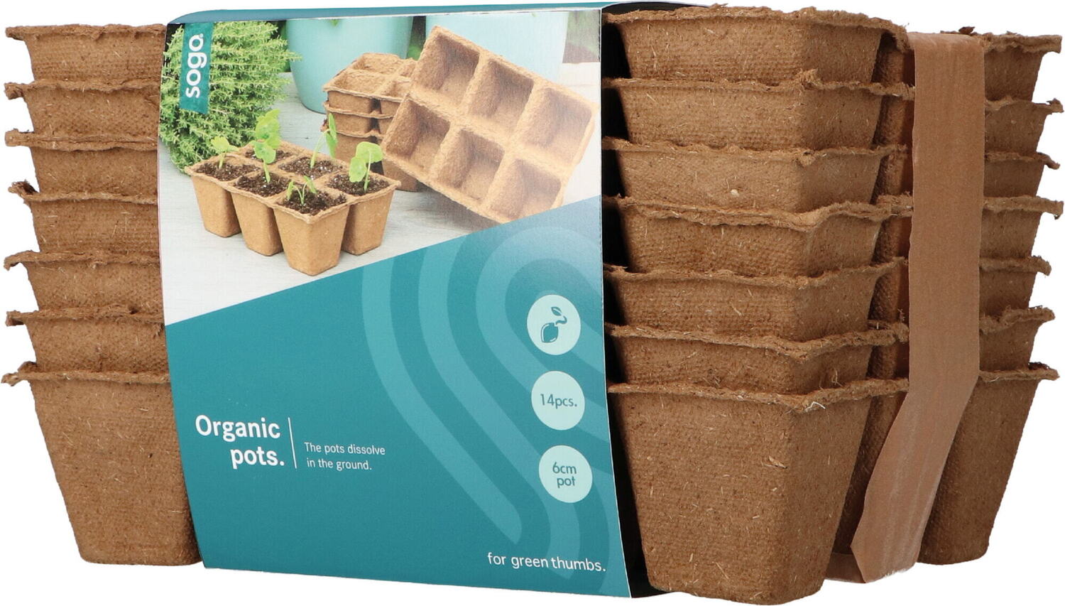 SOGO biologische kweekpot 6 x 6 x 6 cm 14 stuks