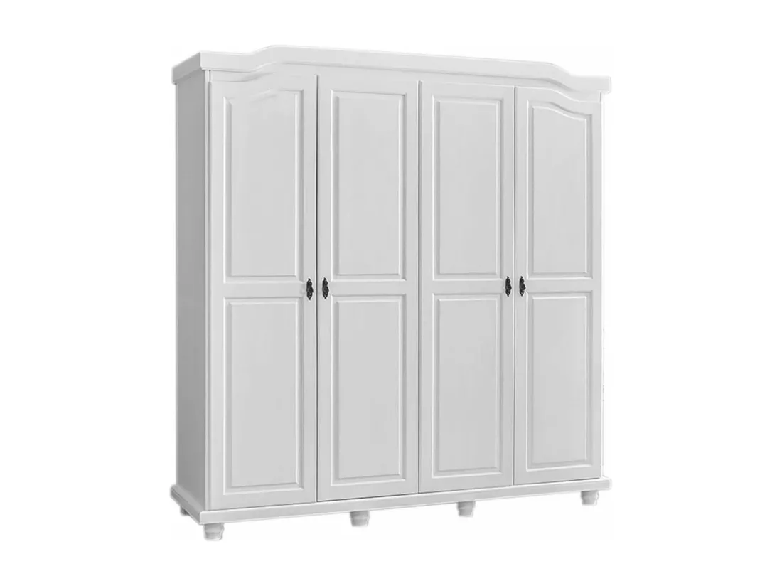 ALASKA - Pack Lit 180x200cm Multi-Rangements + Armoire 4 Portes