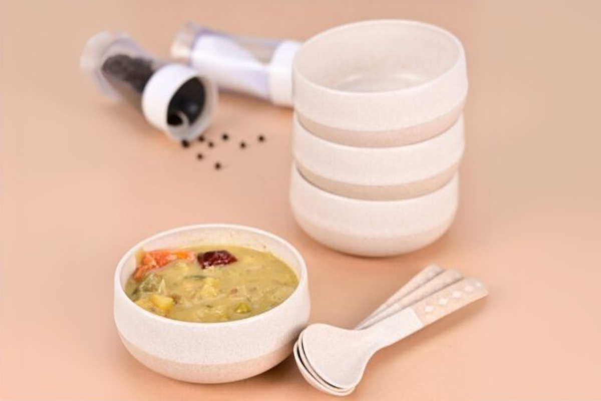 Croppie set van 4  250 ml soepkom met lepel  - Naturel