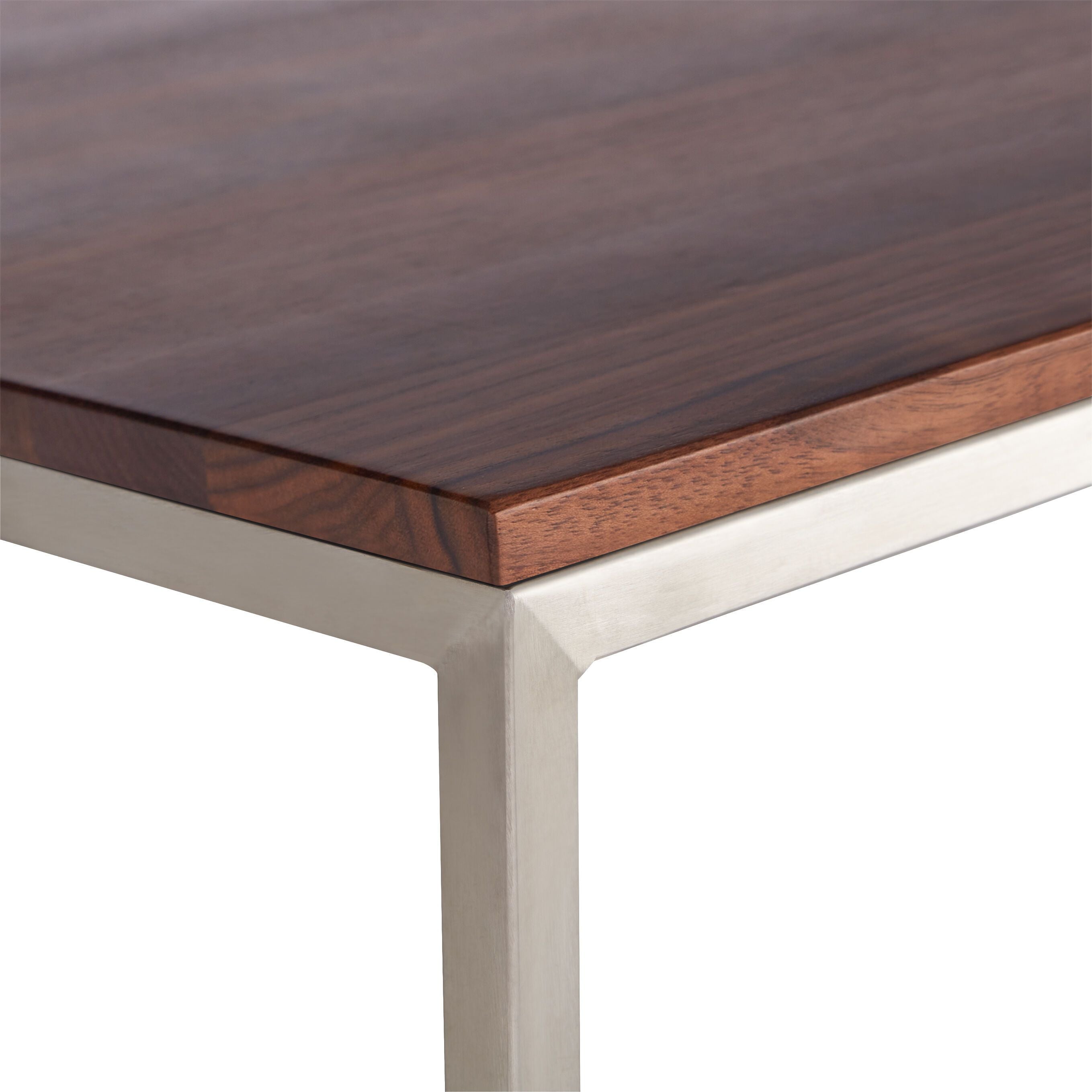 AVEA Salontisch - Nussbaum massiv / Edelstahl / B: 90.0 cm x T: 90.0 cm x H: 40.0 cm