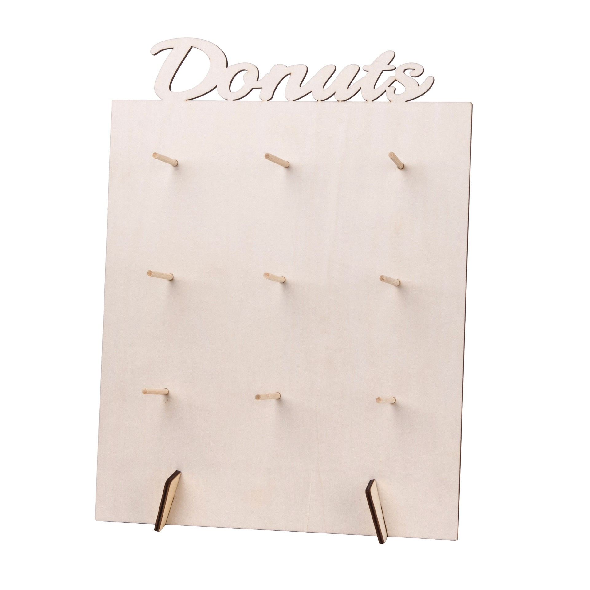 (30x40cm) 9-fach Holz Donut Halter Party Deko Ständer DIY Bastel Servierständer Candy Bar Zubehör für Hochzeiten / Geburtstage - Braun