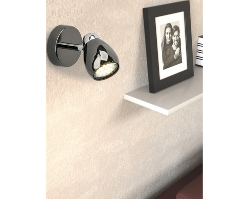 LED wandspot 3W 250 lm 3000K Ø 8 cm chroom/zwart