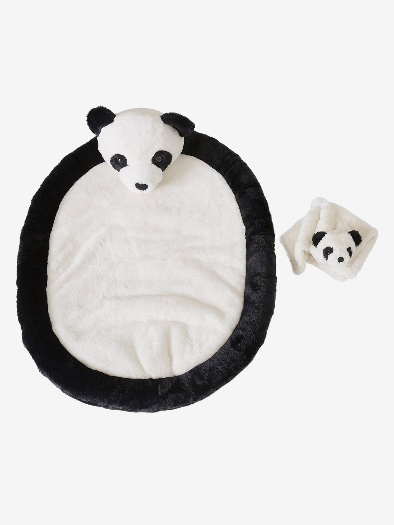 Conjunto de área de recreação + dudou panda preto robusto, bicolor/multicolorido