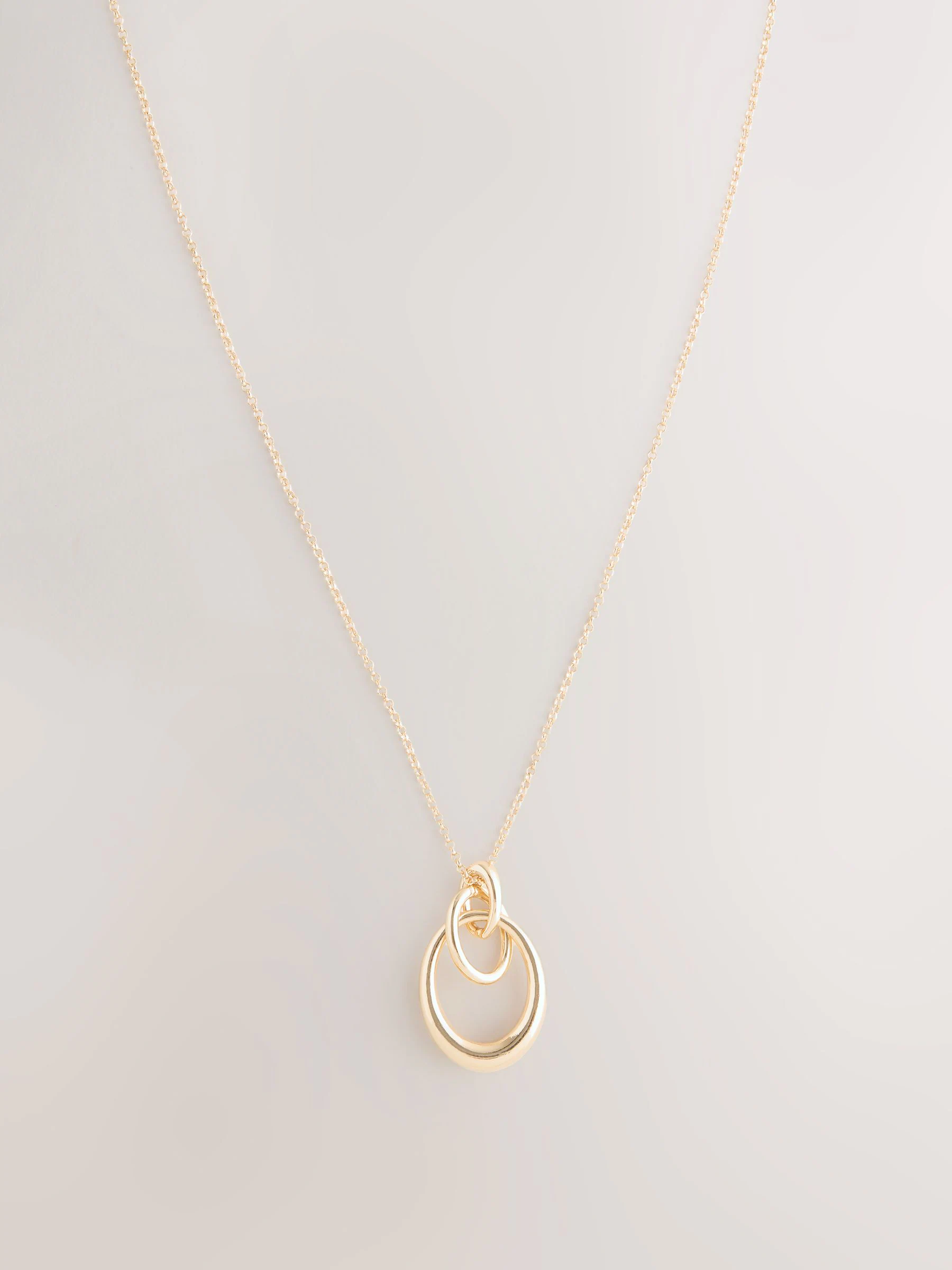 Goudkleurig - Ketting met hangertje van vereende ringen