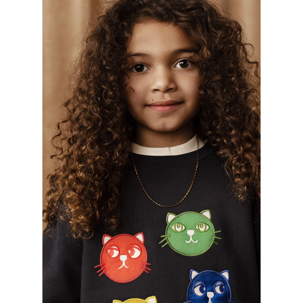 Køb Mini Rodini Black Cool Cats Application Sweatshirt