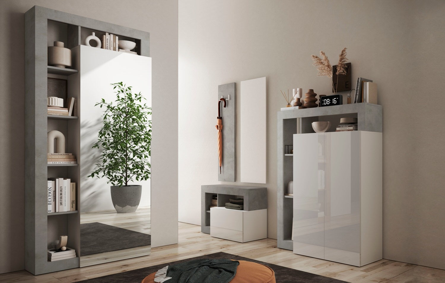 Benvenuto Design Hamburg Hoogglans Wit | Beton Halbank