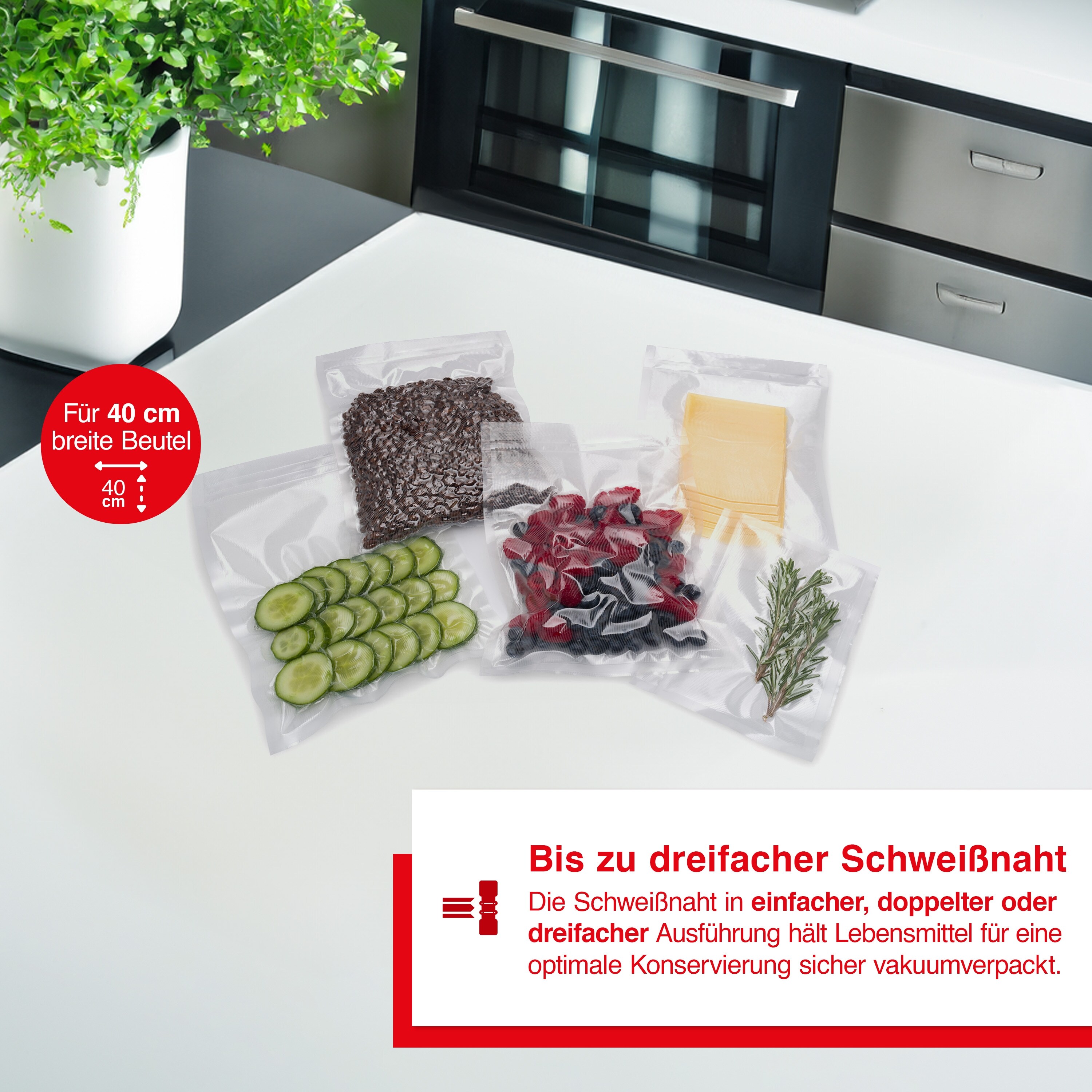 Solis Vakuumierer 40 cm Beutel, Vakuumschlauch, marinieren