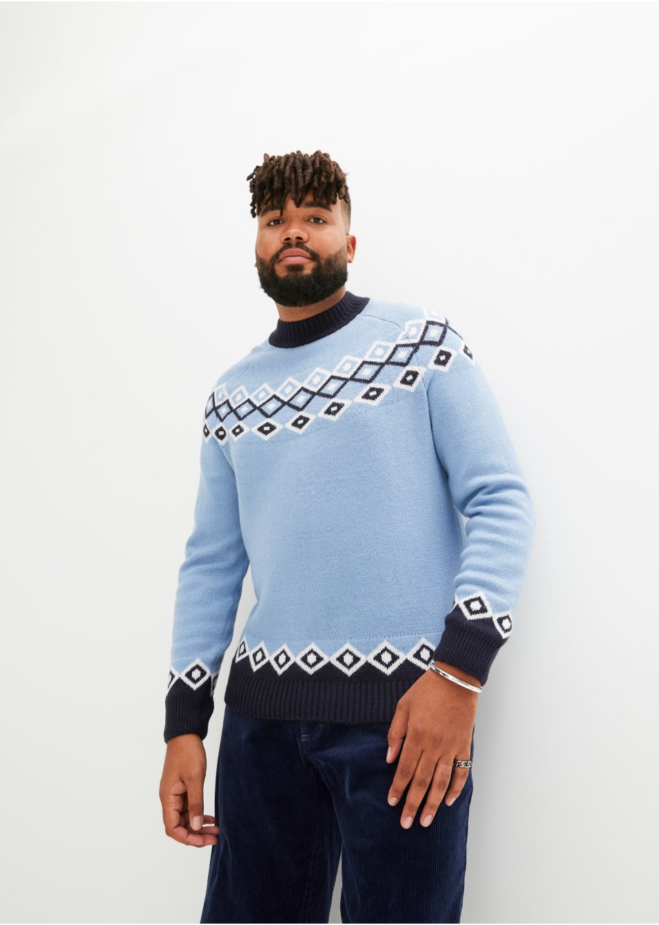 Pull norvégien à col montant en matières recyclées