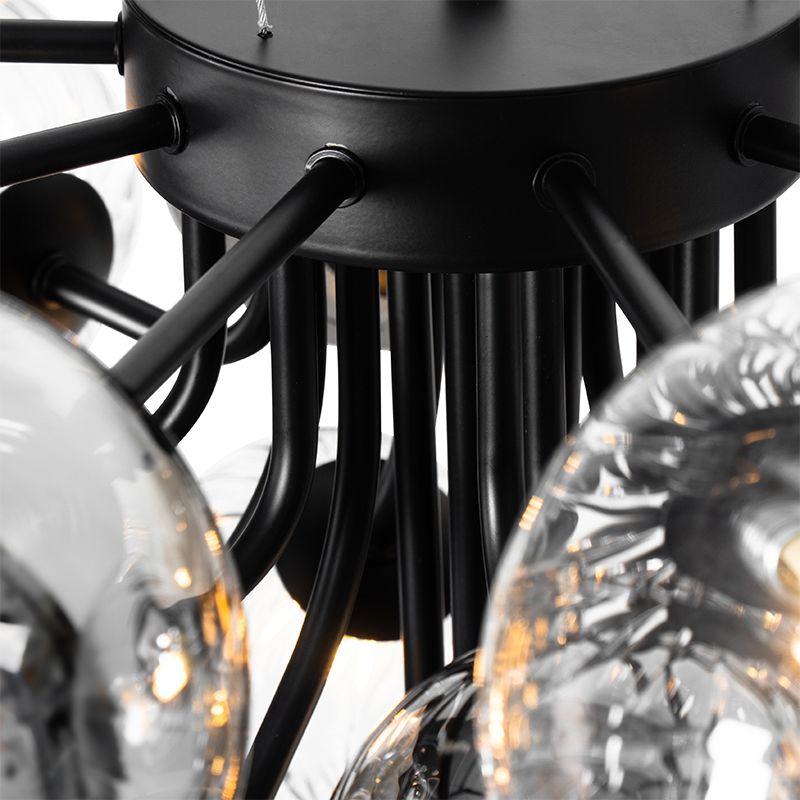 Hanglamp zwart met smoke en helder glas 13-lichts - Bonnie