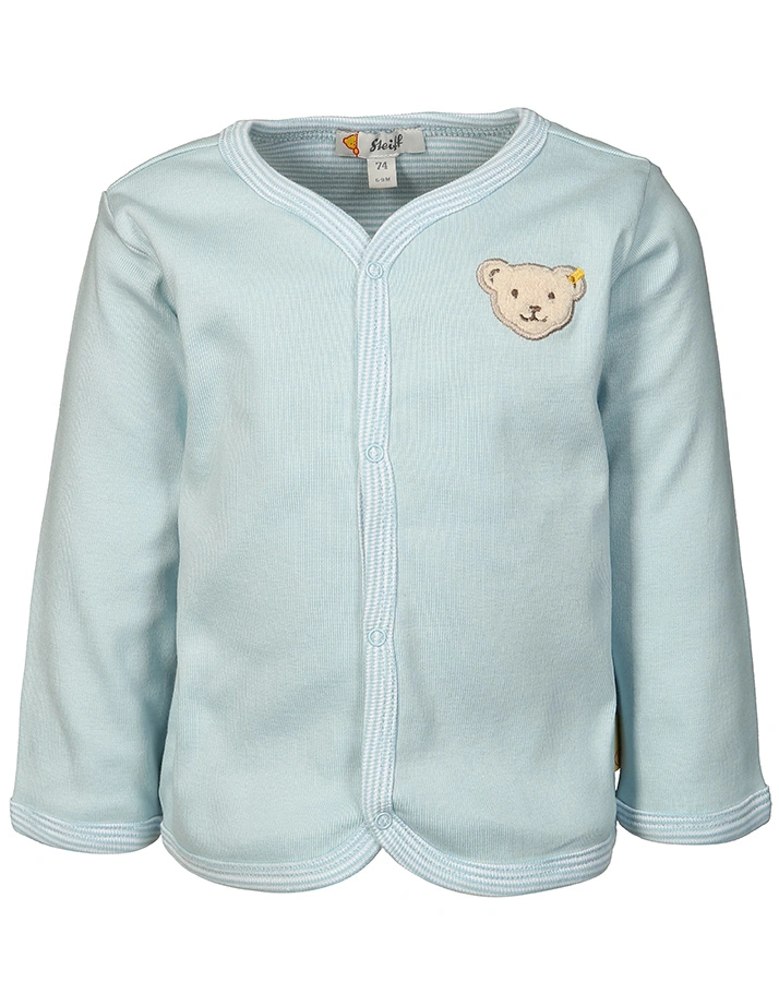 Jersey-Jacke BASIC geringelt in hellblau/weiß