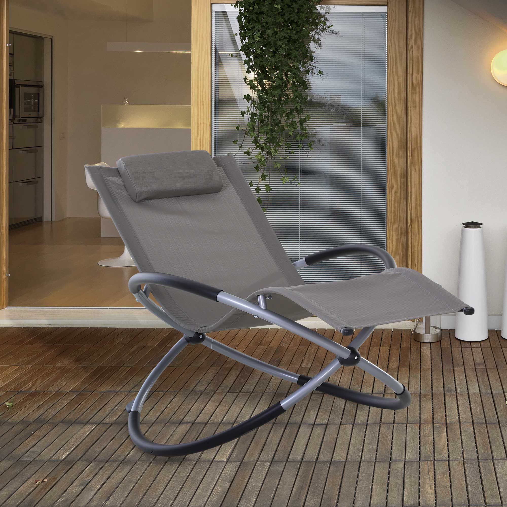 Espreguiçadeira dobrável Outsunny para jardim, com encosto de cabeça removível, ergonômica, em tecido Textilene, ideal para varandas e piscinas, 154x80x84 cm, cinza.