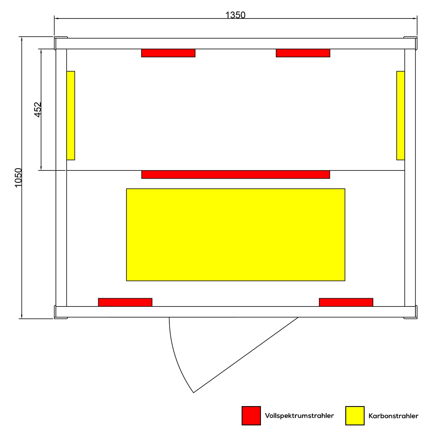 Dewello® Infrarotkabine Infrarotsauna PIERSON 135cm x 105cm inkl. 5 Vollspektrumstrahler, 3 Karbonstrahler, 2 Personen