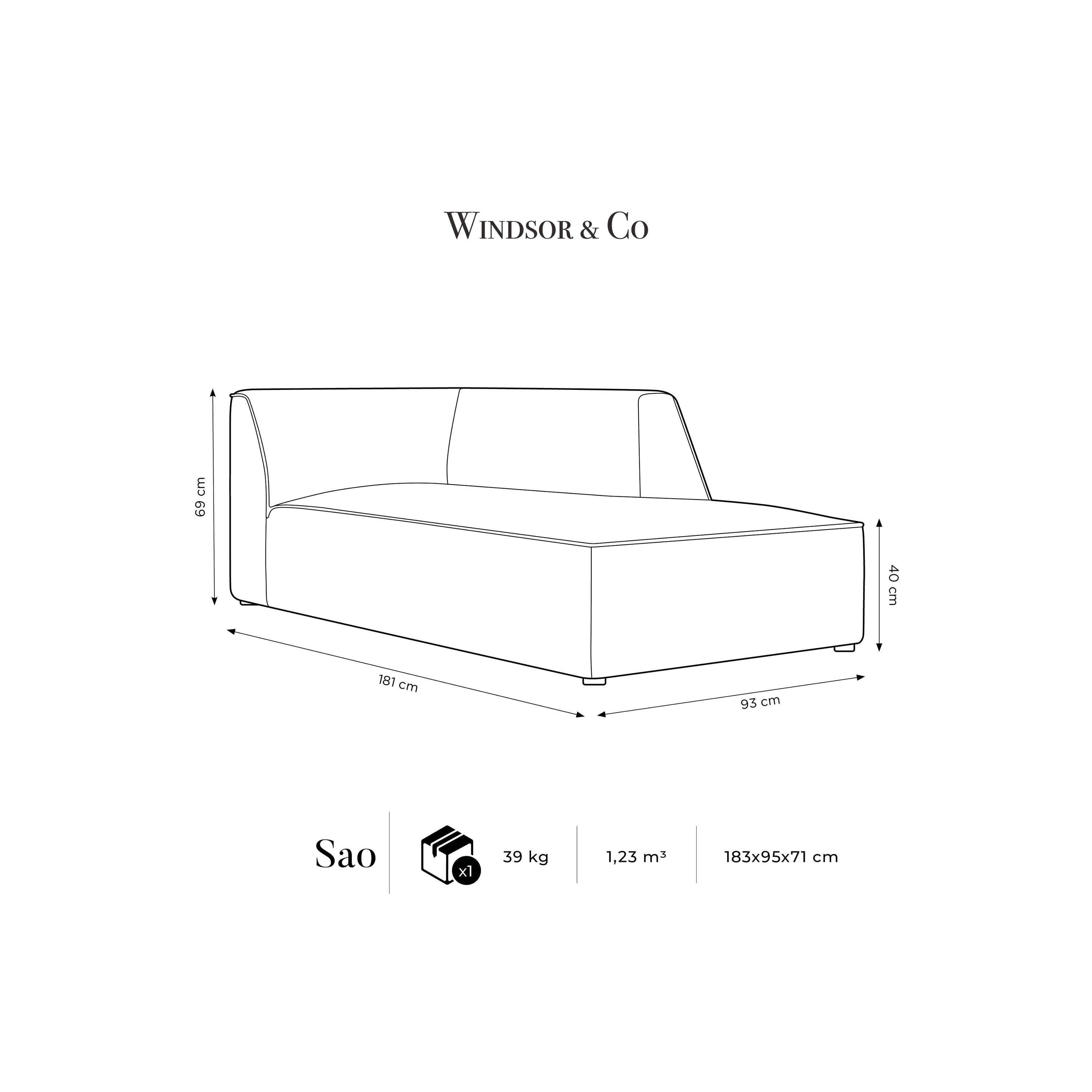 Windsor & Co Sao Chaise Longue Rechts - Velvet - Koningsblauw