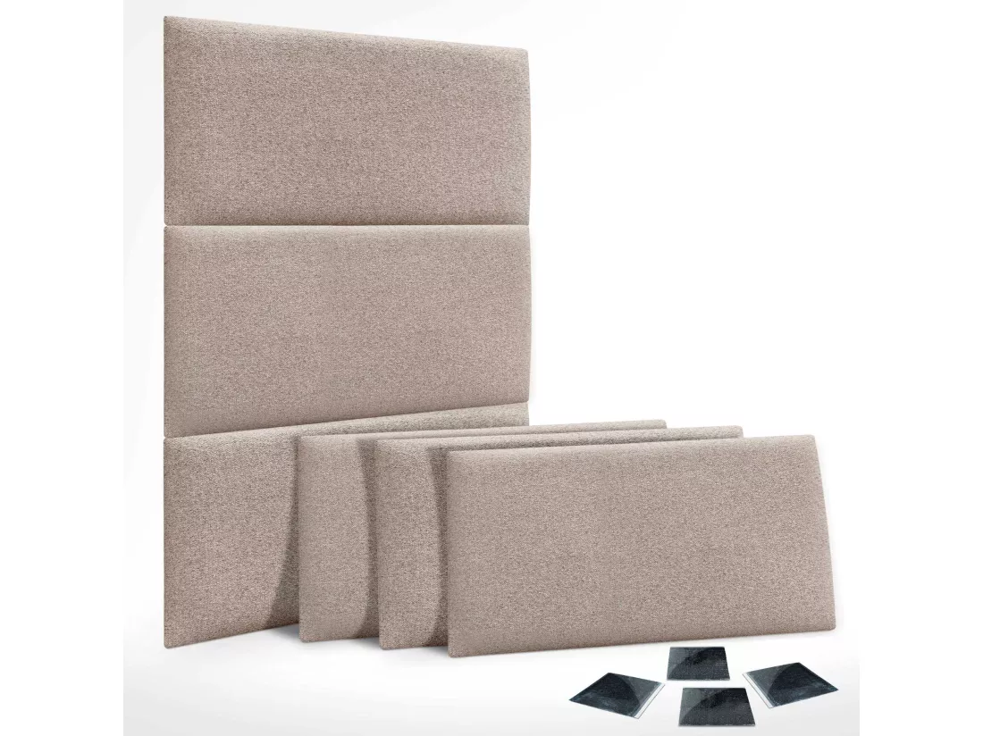 DHOME Lot de 6 Panneaux Rembourrés en Tissu Aqualine Autocollants pour Mur Acoustiques Absorbants Protection contre les Chocs (Sable, 50x40cm, x6)