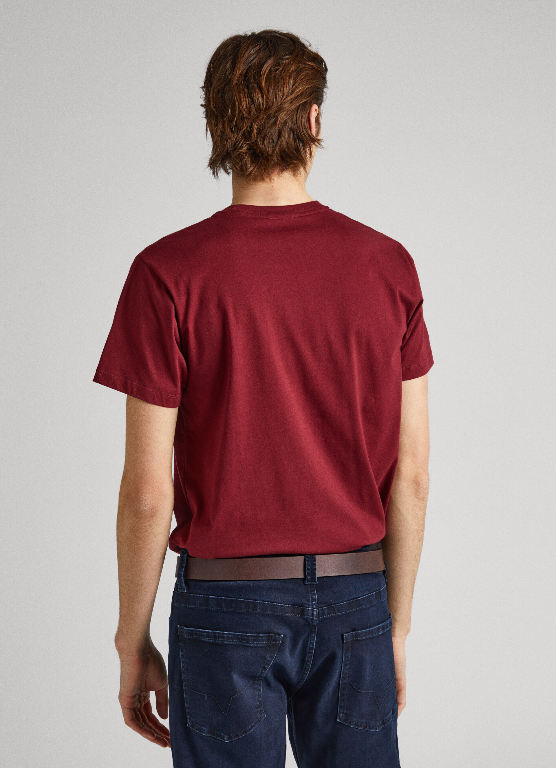 Camiseta de algodão com logotipo estampado - vermelho borgonha