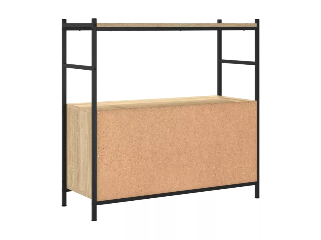 Bibliothèque chêne sonoma 80x30x78,5cm bois d'ingénierie et fer