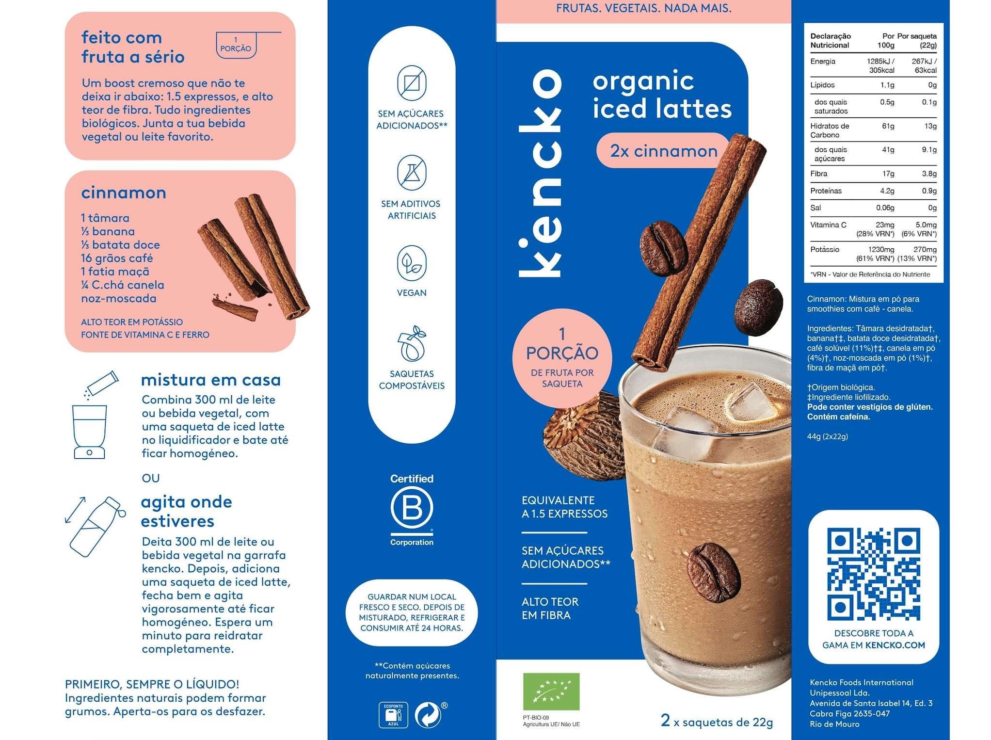 ICED LATTE KENCKO CANELA 2X22G