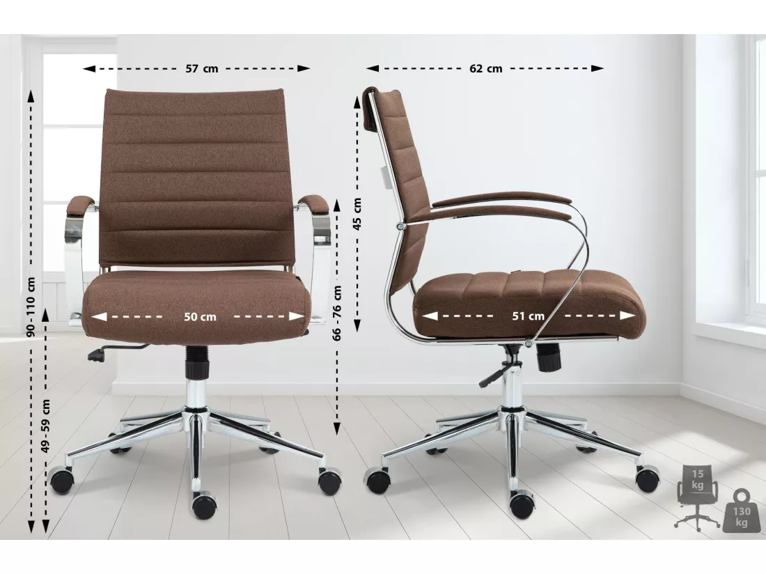 Chaise de bureau - Tissu - Marron - Oakland