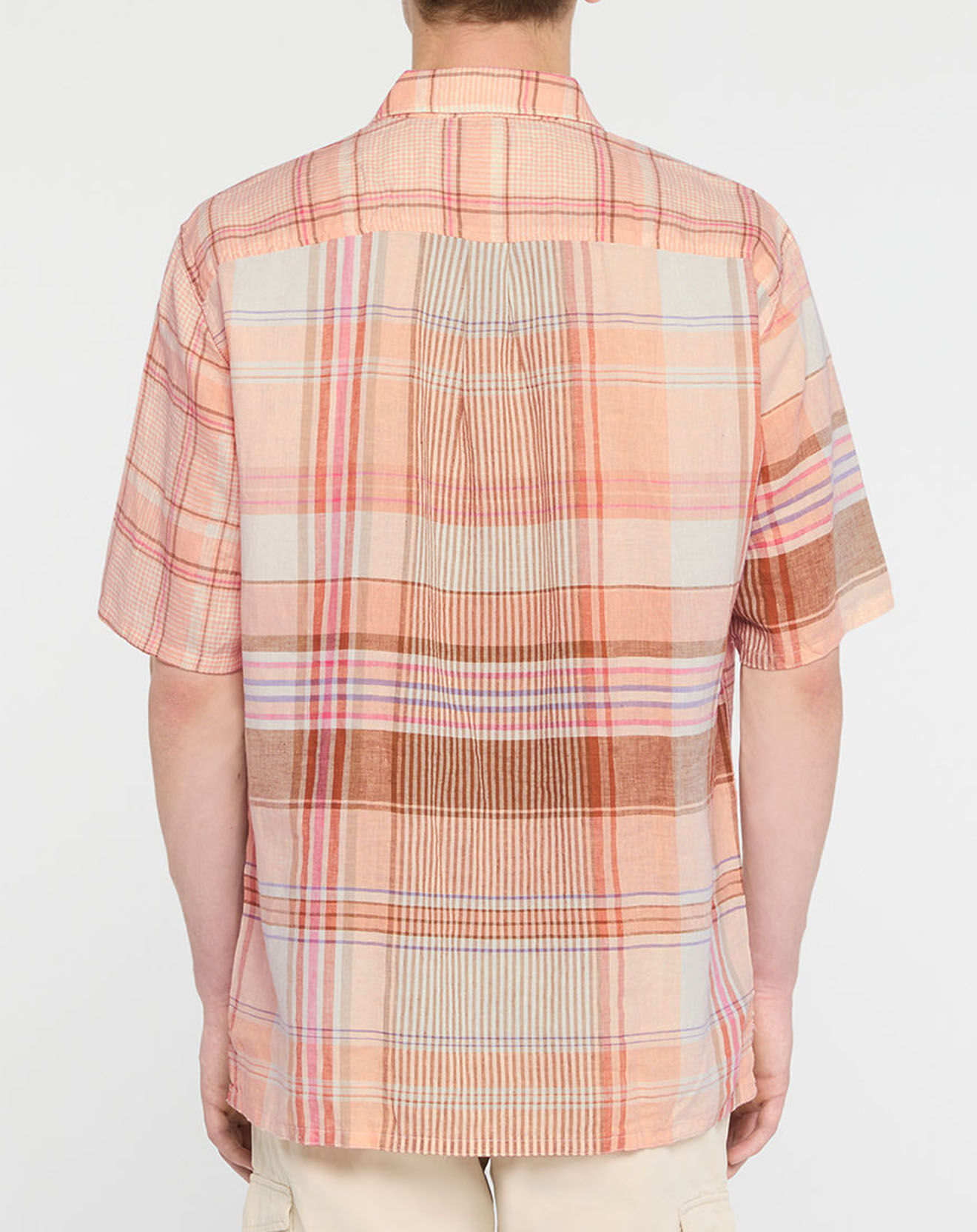 Tommy Hilfiger Chemise ample en Coton & Lin Madras Blocking à carreaux rose