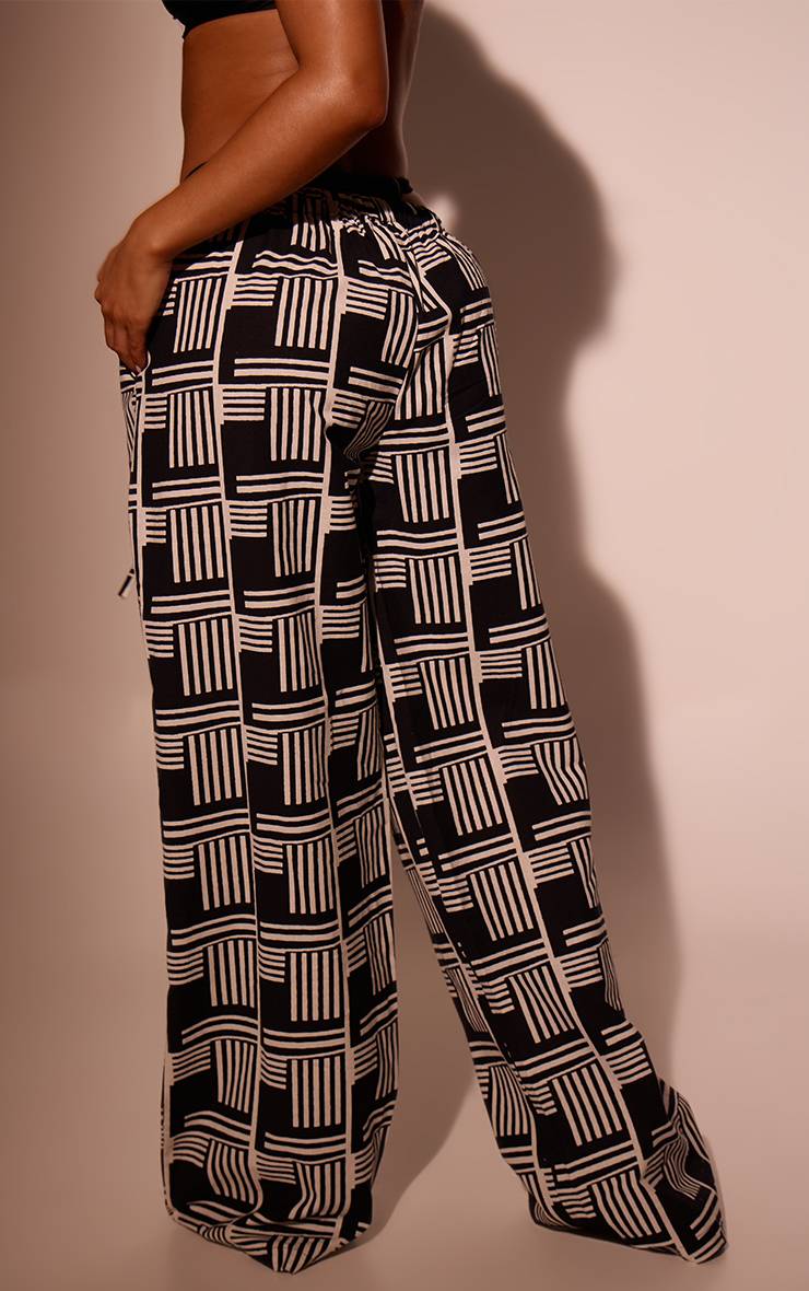 Monochrome Pantalon À Rayures En Mélange Coton Lin Avec Taille À Cordon