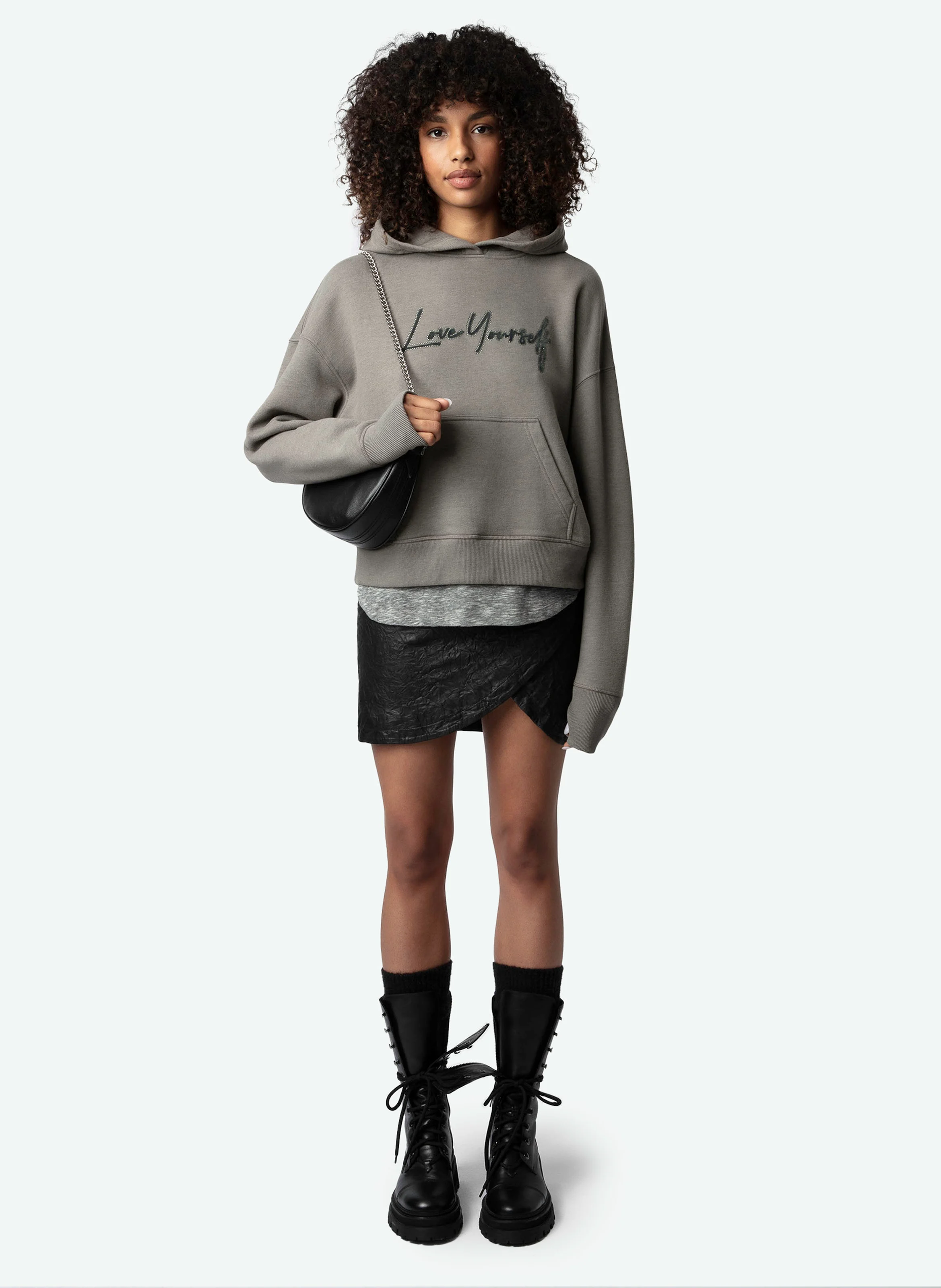 MIA - Sweat à capuche imprimé en coton bio mélangé | Gris