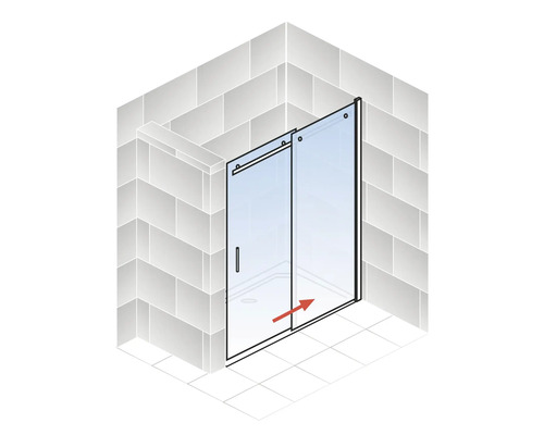 Douchedeur in nis met schuifdeur SCHULTE Alexa Style 2.0 ExpressPlus 120 cm profiel zwart helder glas vuilafstotende glascoating omkeerbaar