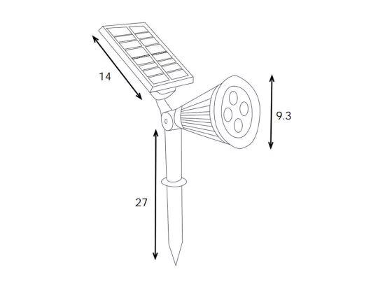 Lot de 2 balises ou appliques solaires orientables - 300 lumens - Noir - SLATINE