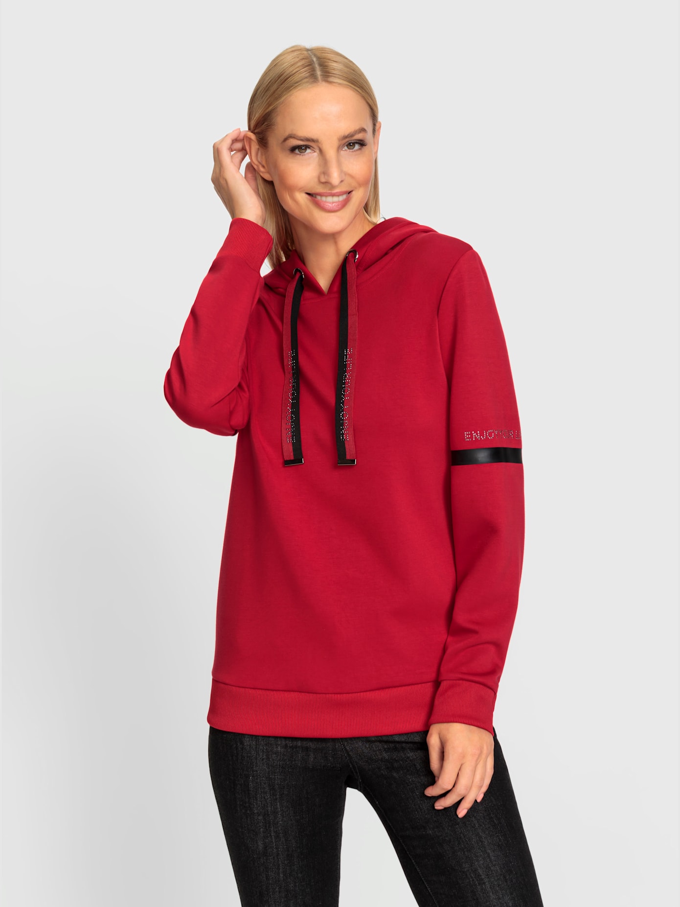 Sweat-shirt inscription avec petites pierres brillantes fantaisie