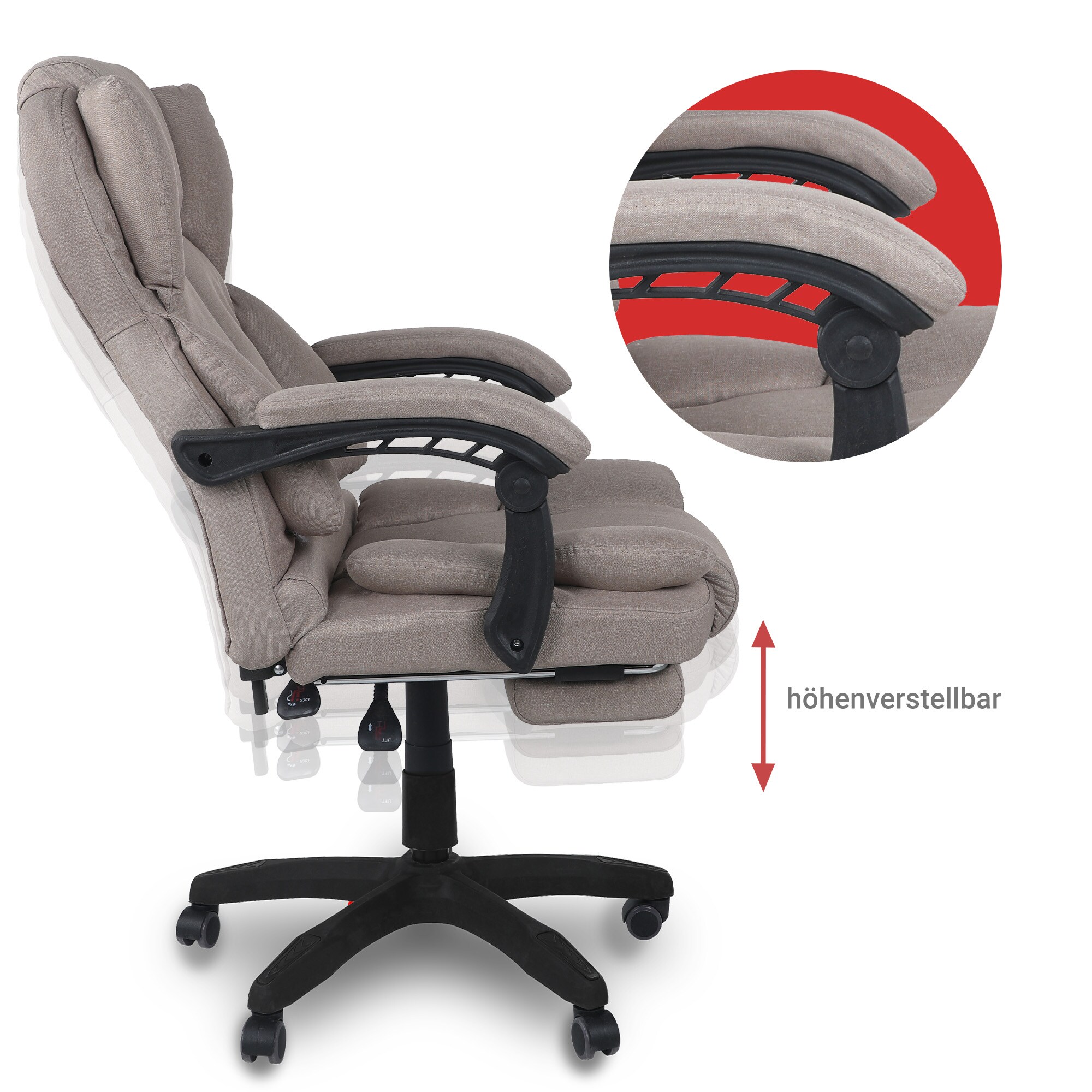 Schreibtischstuhl Bürostuhl Stoff Gamingstuhl Racing Chair Chefsessel mit Fußstütze
