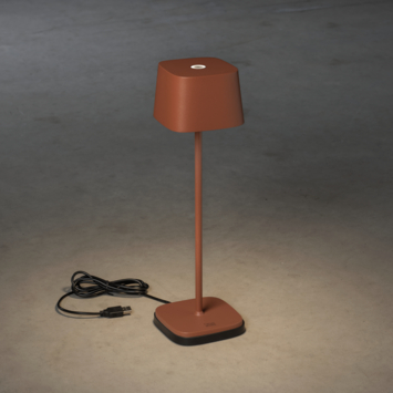 Konstsmide tafellamp Capri draadloos USB terracotta