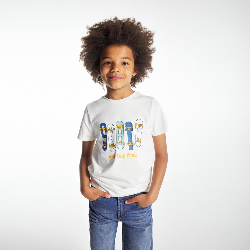 T-shirt motif skate blanc garçon