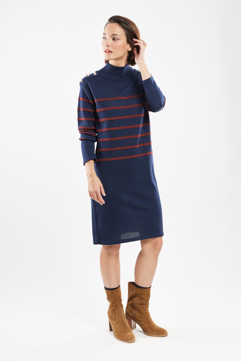Robe rayée Mona - laine