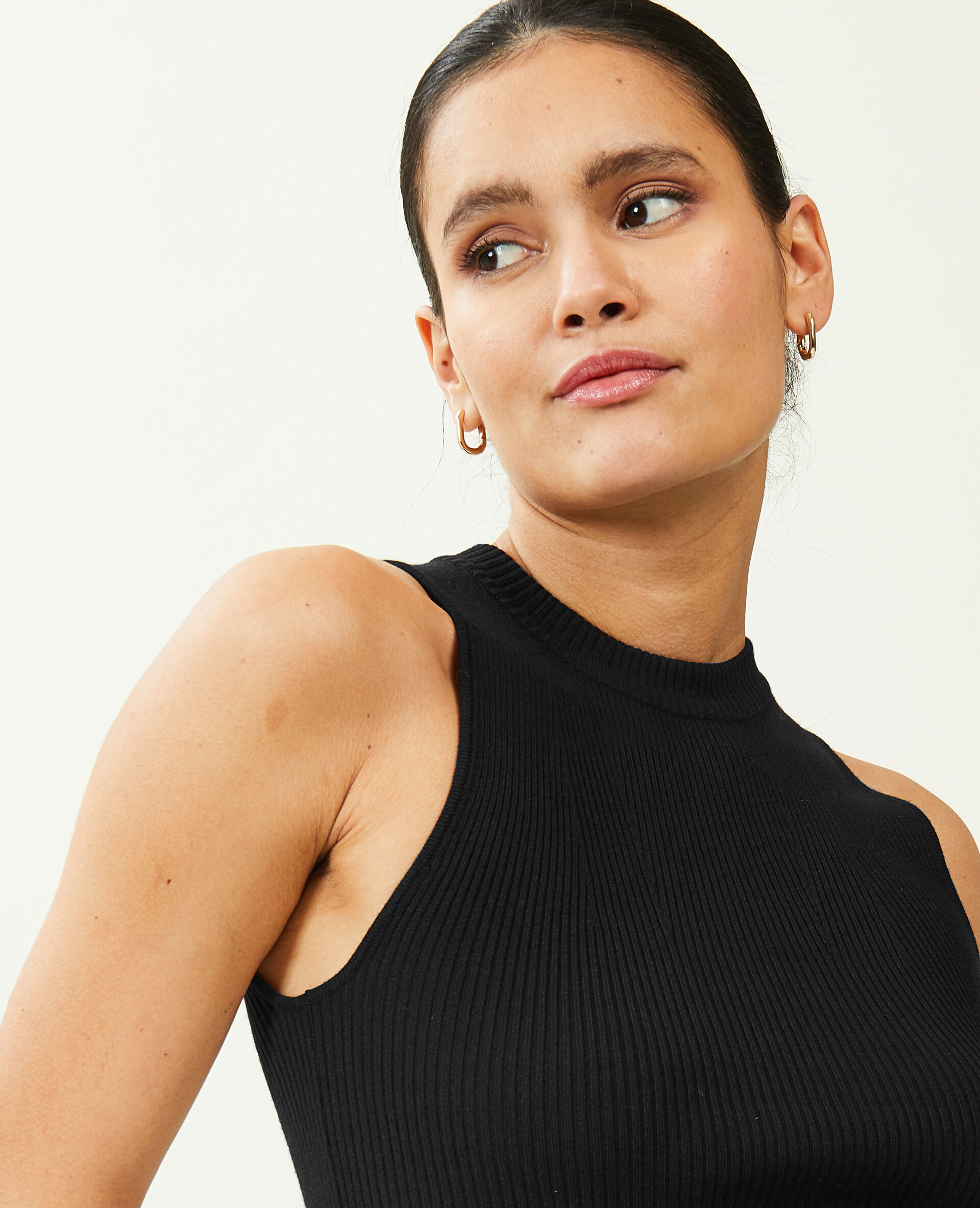 Top sans manches en maille - Noir