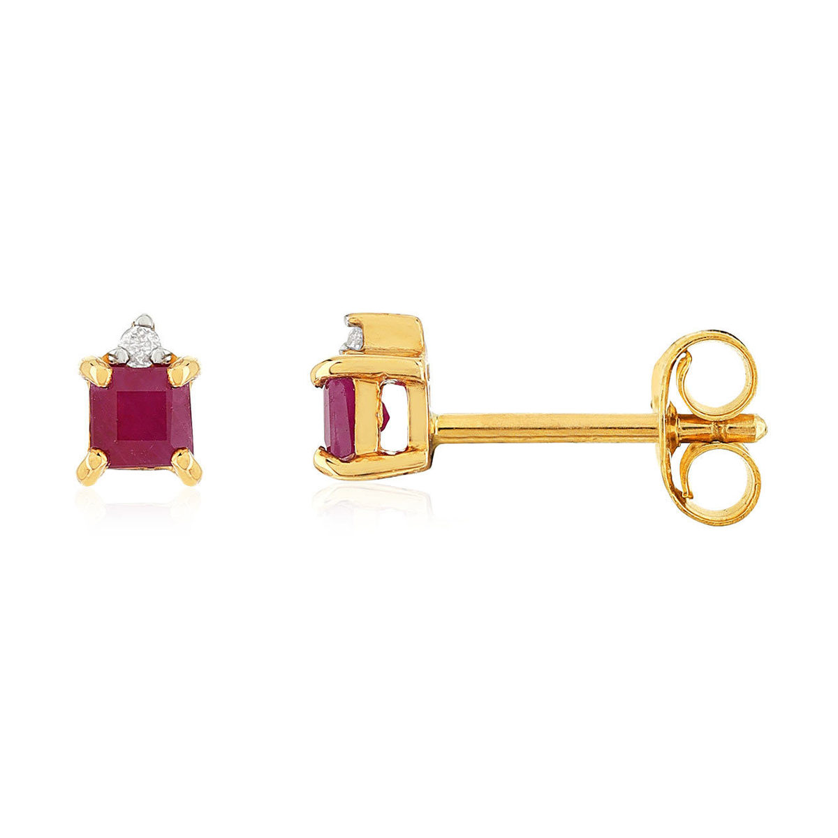 Boucles d'oreilles or 375 2 tons rubis et diamants