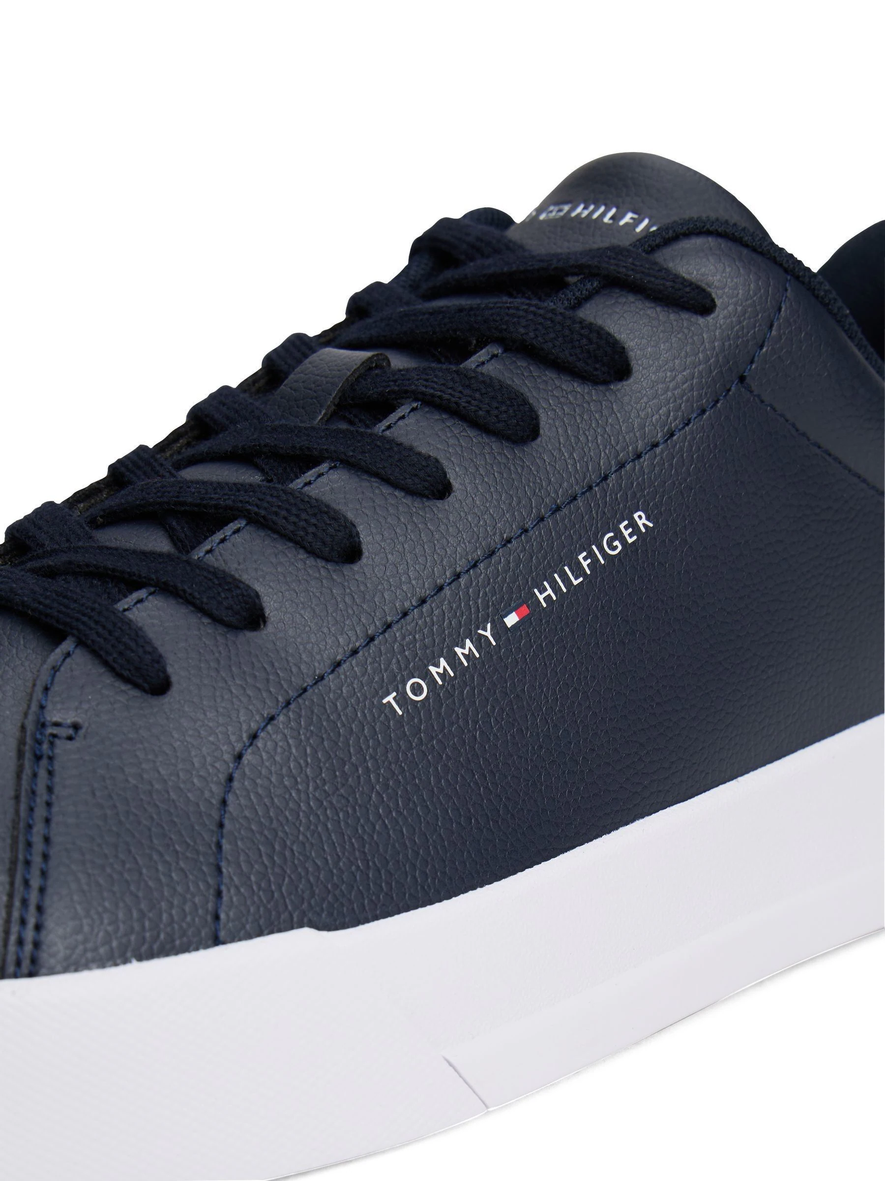 Blauw - Tommy Hilfiger Court Essential Leather Trainers