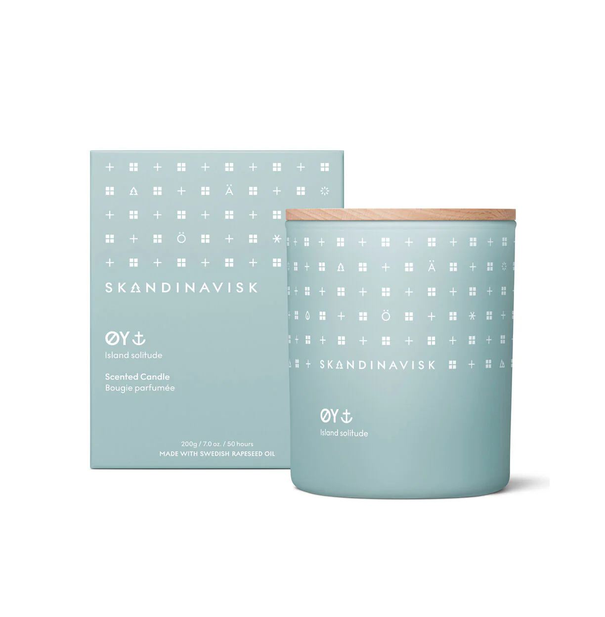 Skandinavisk  Øy duftlys, 200g. - Powder Blue