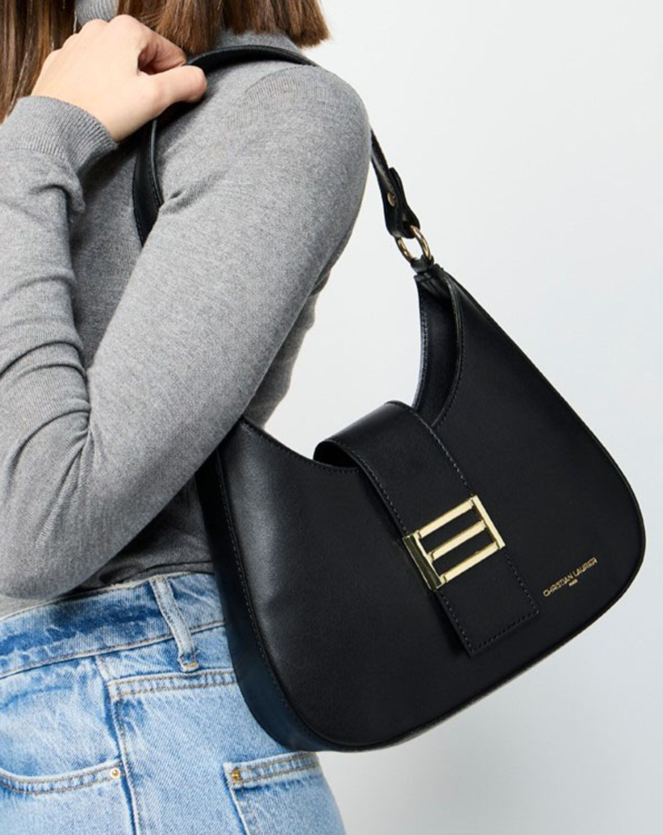 Christian Laurier Sac bandoulière en Cuir Inaya noir - 27x23x7 cm