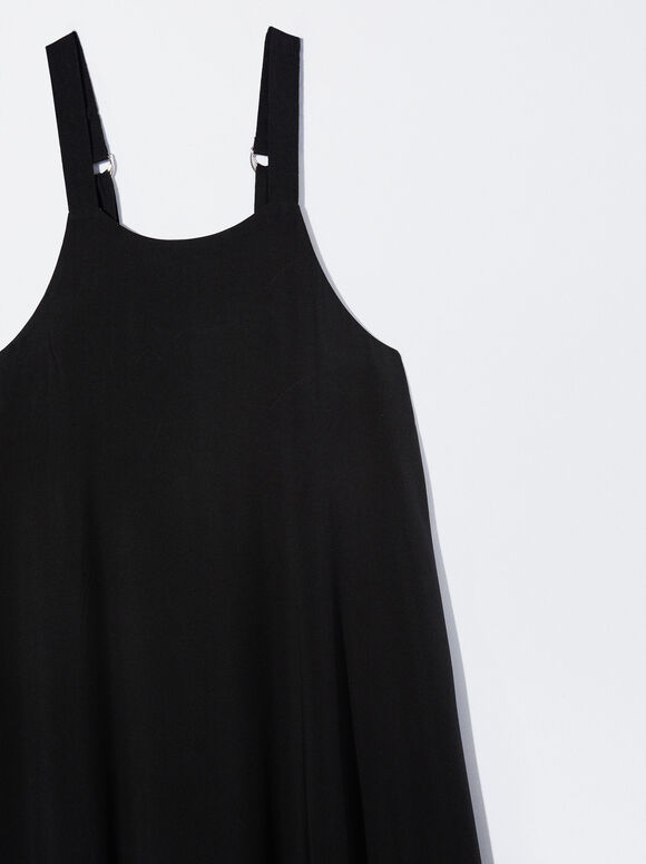 Vestido longo de alças finas - Preto