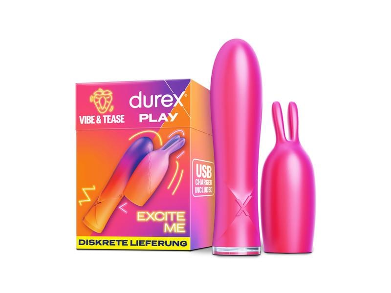 Durex Vibrator Tease & Vibe 2 in 1 mit Teaser-Spitze Sextoy für die Frau mit Klitorisstimulation und sieben Vibrationsstufen