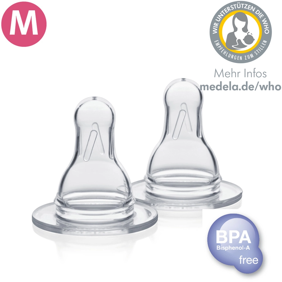 medela Ersatzsauger M für Muttermilchflaschen Mittlerer Fluss 2 Stück