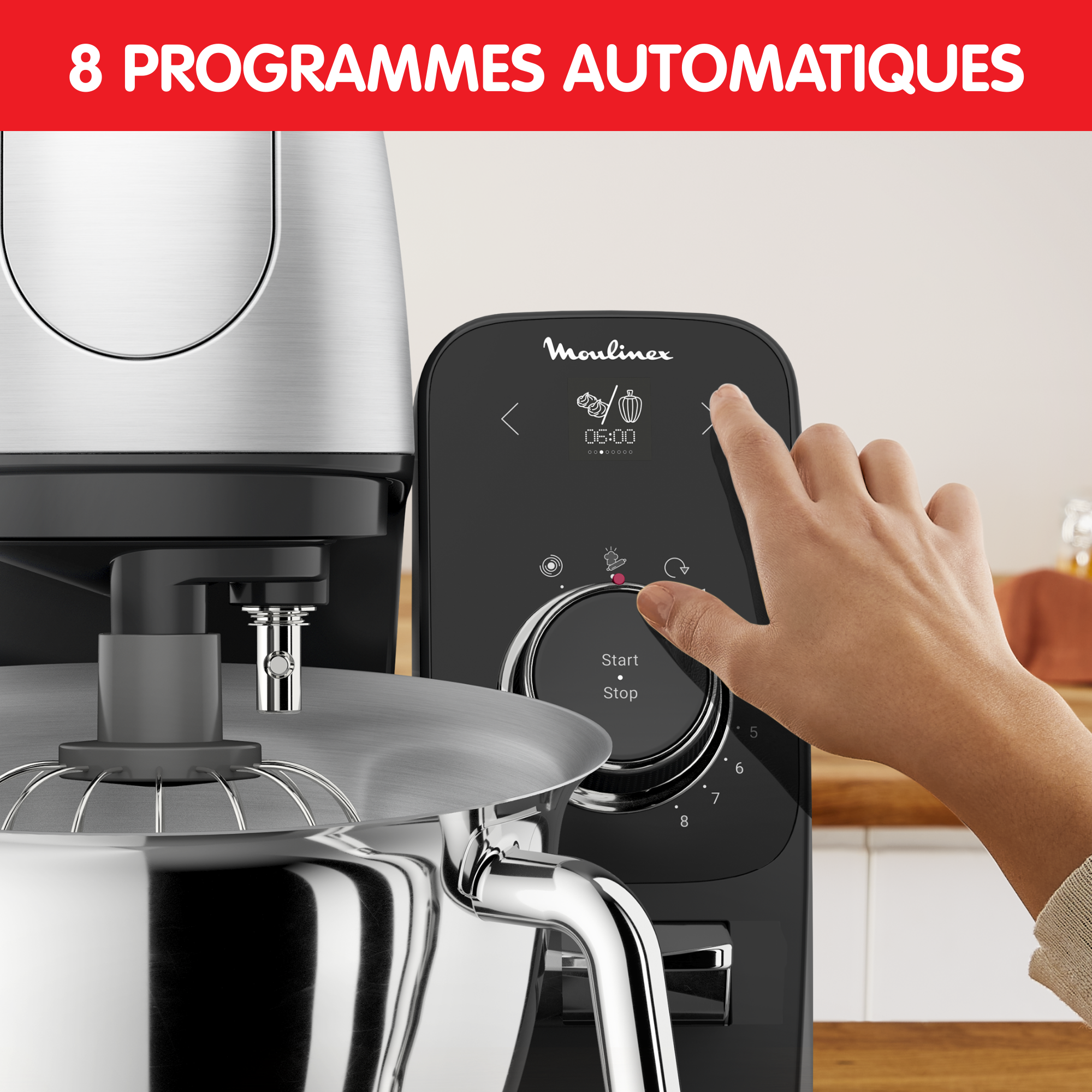 Coach, robot pâtissier, 8 programmes, coaching sur l'app gratuite, pinceau + maryse