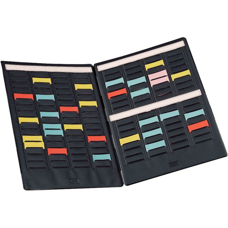 Mini Planning à fiches T  portable- 2 volets, 8 colonnes de 17 fentes, indice 1,5 - Nobo
